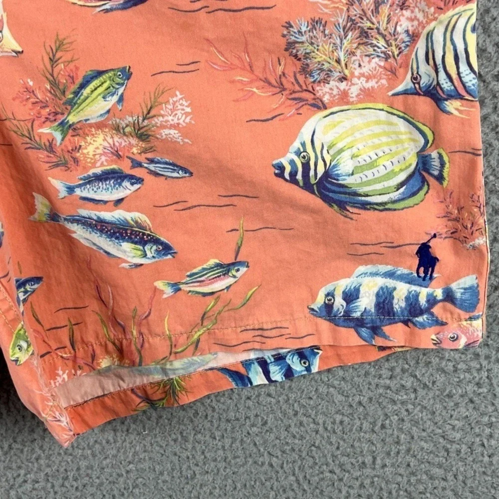 Vintage Polo Ralph Lauren Saltwater Fish All Over Print‎ Swim Trunks Men's Large